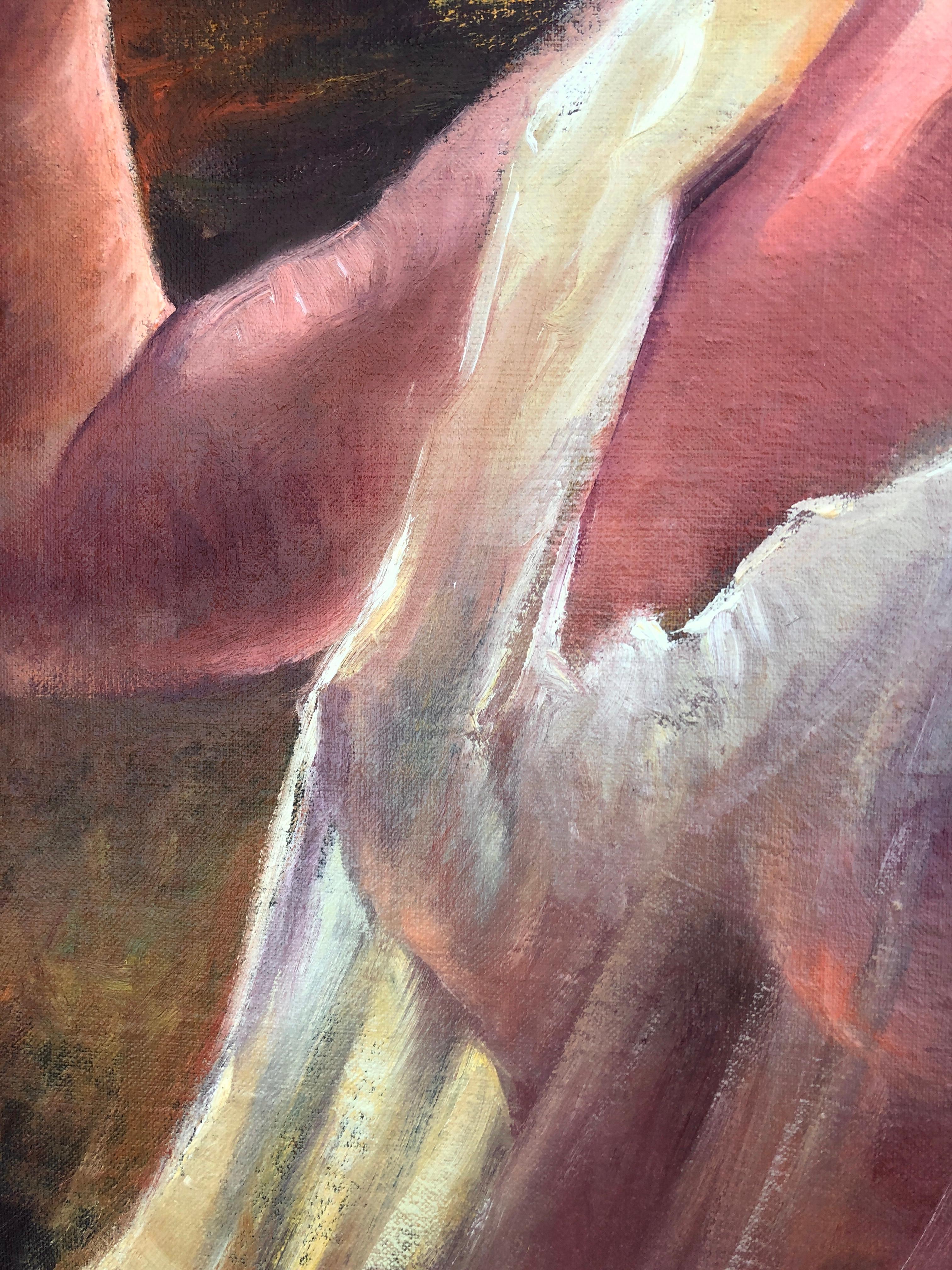Nudo suggestivo di donna dipinto ad olio su tela - Nude Painting Nero di Rosendo Gonzalez Carbonell