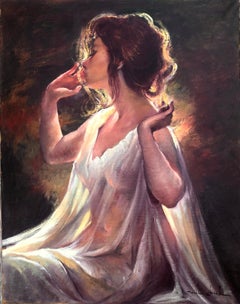 Suggestive Nude of a Woman oil on canvas painting