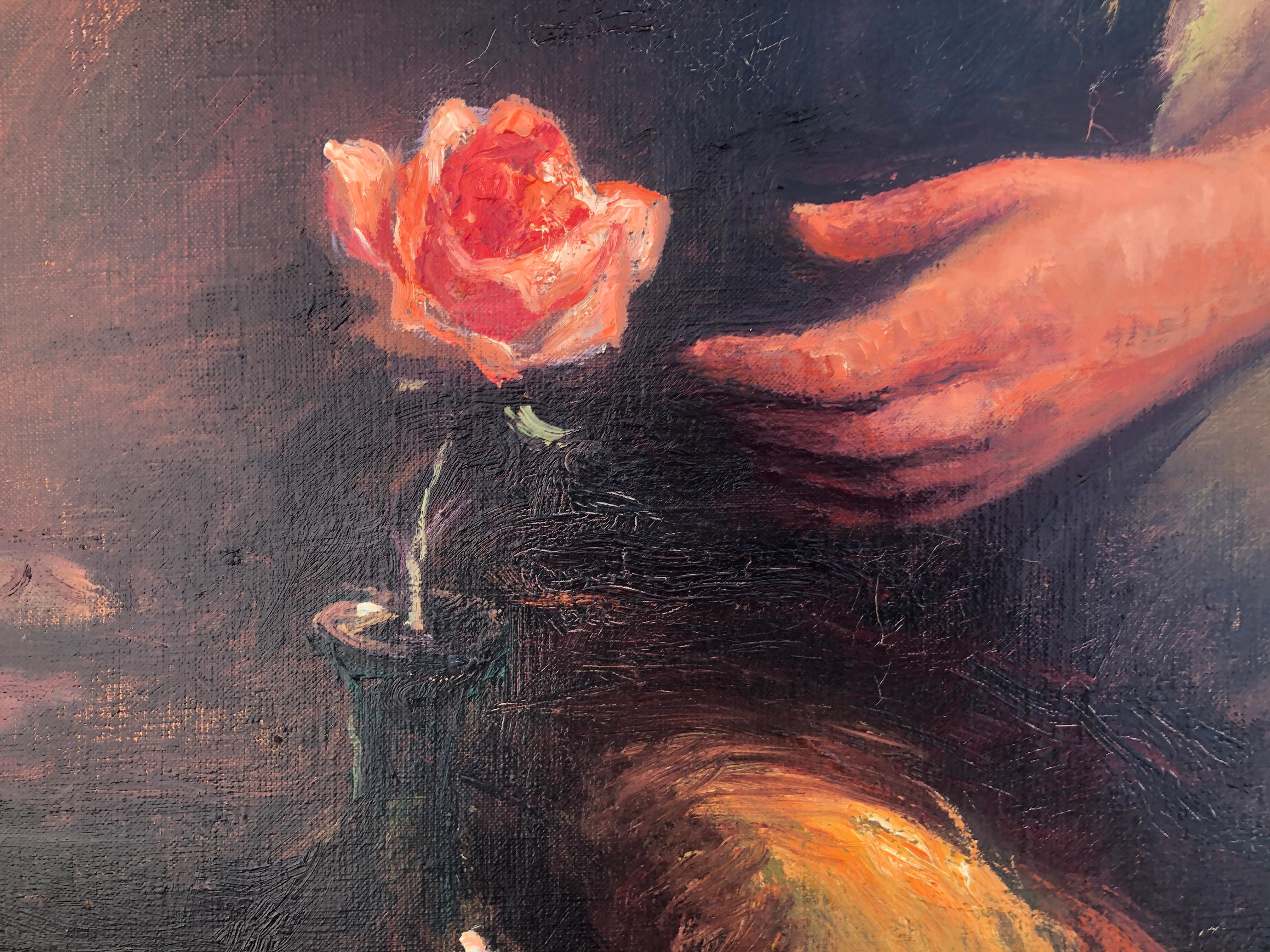 Donna in posa dipinto ad olio su tela - Painting Impressionismo di Rosendo Gonzalez Carbonell