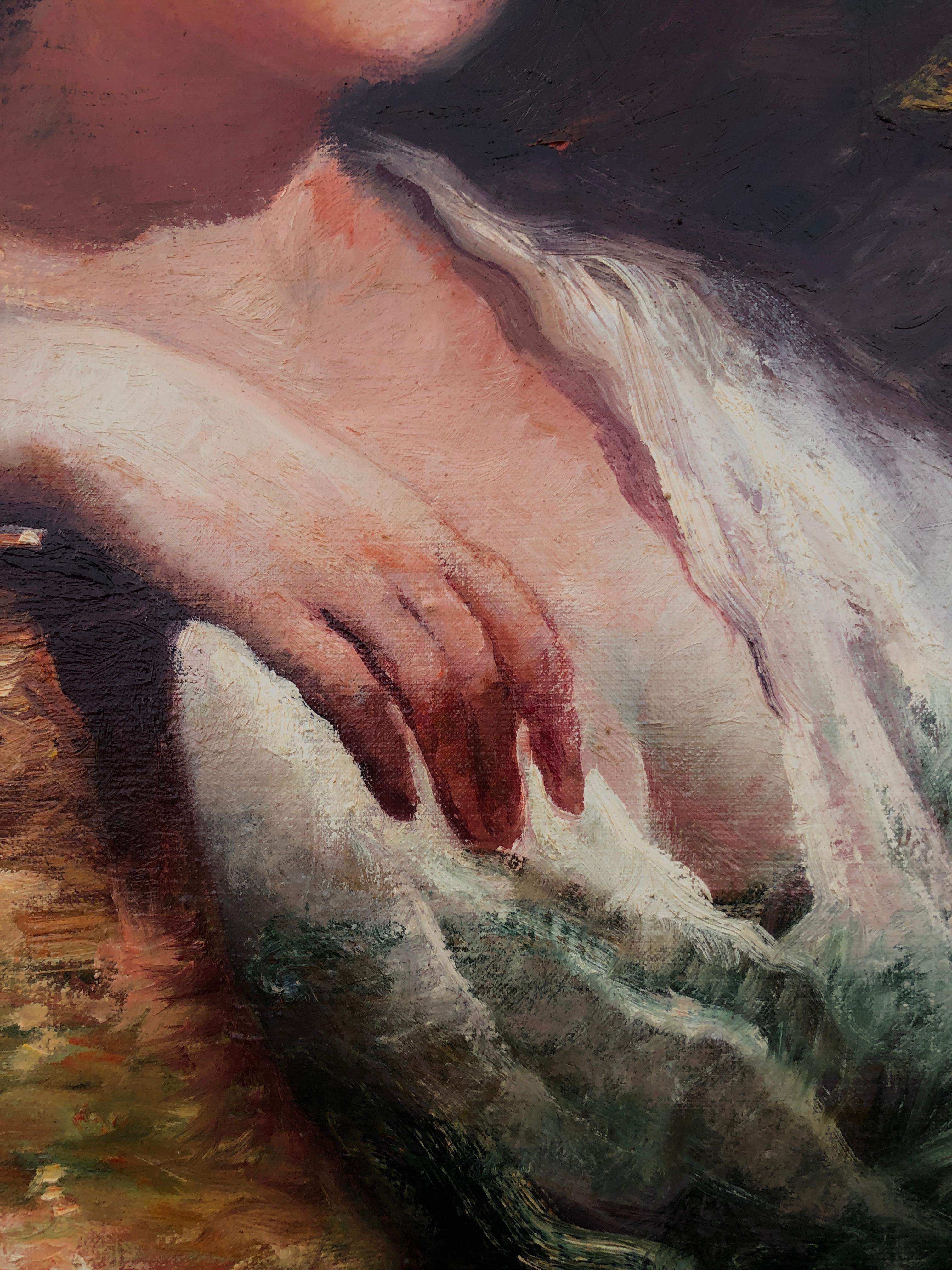 Donna in posa dipinto ad olio su tela - Painting Espressionista di Rosendo Gonzalez Carbonell