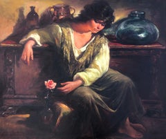 Donna in posa dipinto ad olio su tela