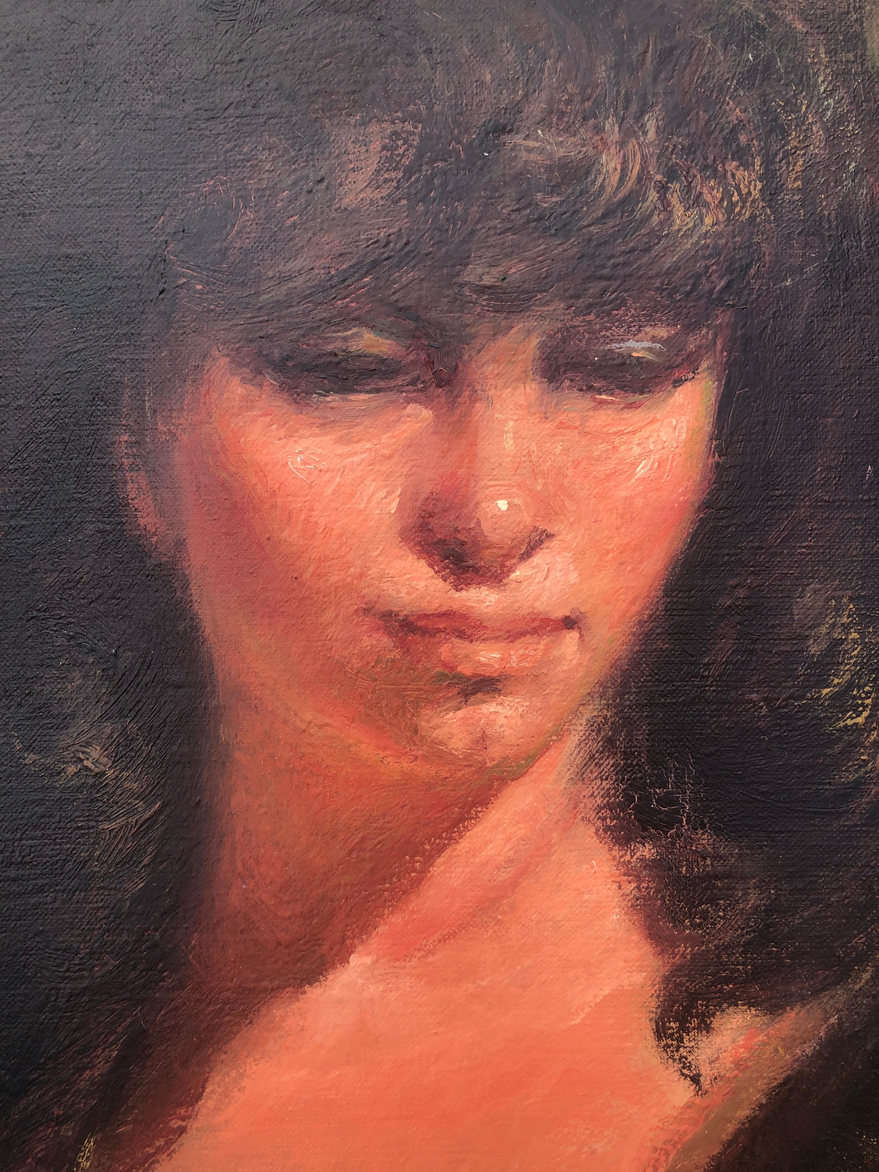 Título: Mujer vendiendo fruta
Autor: Rosendo González Carbonell
Técnica y soporte: Óleo sobre lienzo
Dimensiones: 31,9 x 25,6 pulg. (sin enmarcar)
Periodo: 1970s
Estilo: Realismo costumbrista con influencias impresionistas
Estado: Parte de una