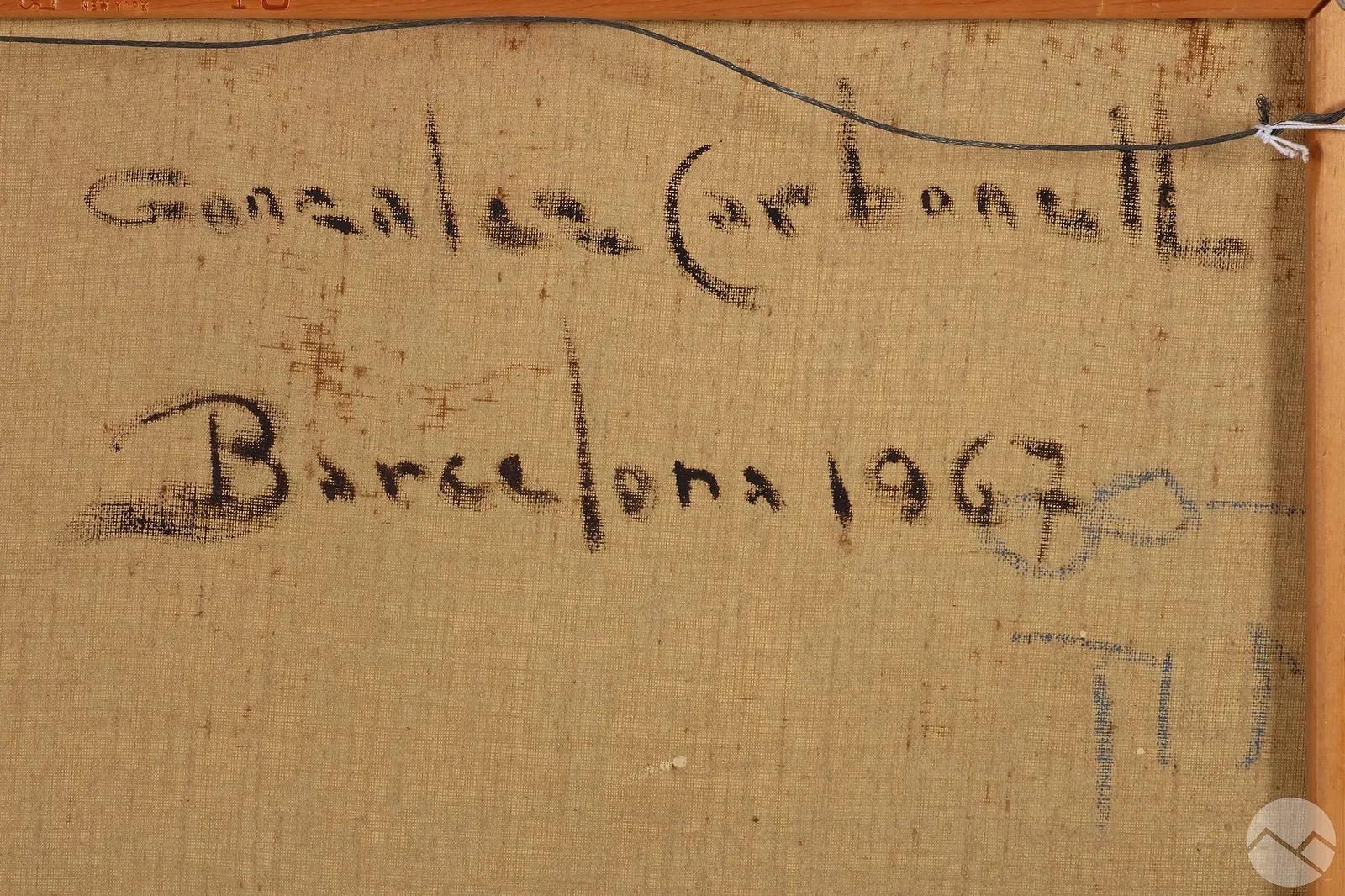 Dormir nu 
Taille de l'œuvre : 14.75 x 17.5 in avec cadre  21.75 X 24.75 X 2.25 in. 
Signé par l'artiste dans le coin inférieur droit, également titré et daté au verso.
Rosendo González Carbonell (1910-1984) est né à Barcelone, en Espagne, et s'est