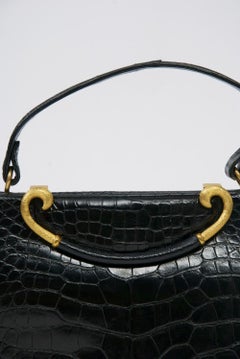 Rosenfeld 1960s Black Faux Alligator Handbag