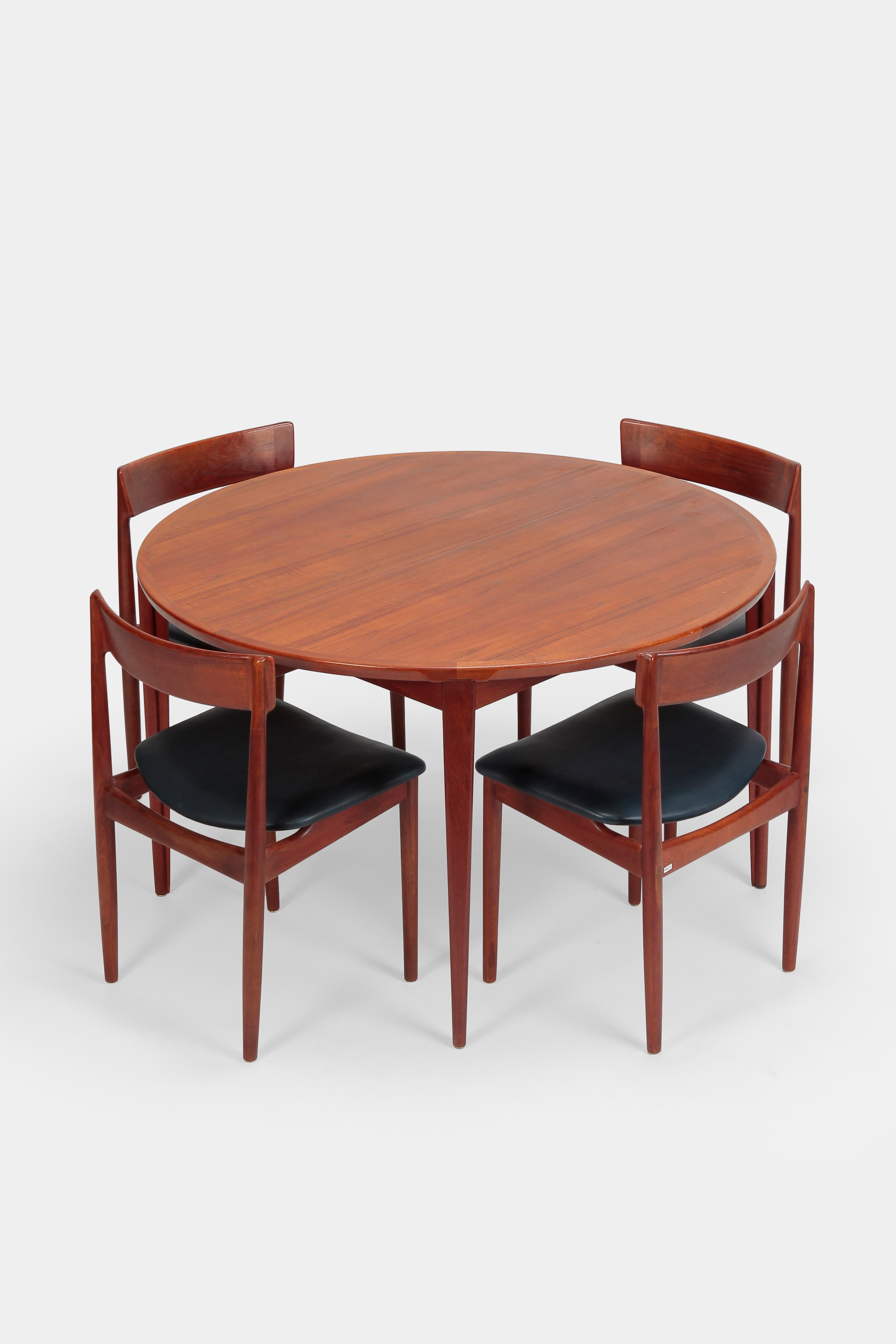 Leather Rosengren Hansen Dining Table and 6 Chairs, 1960s