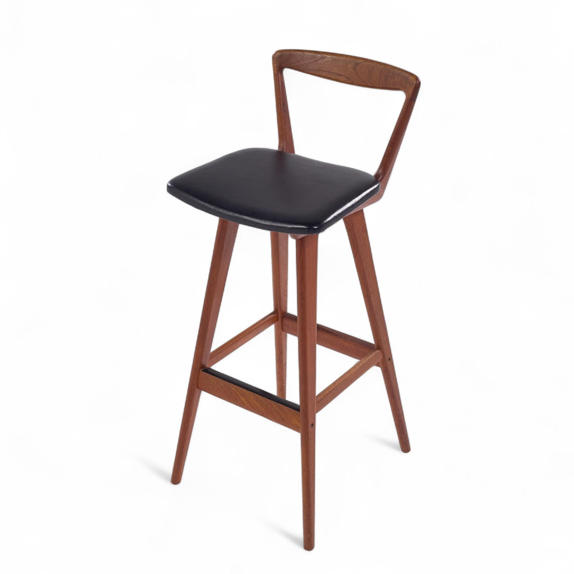 Rosengren Hansen for Brande Møbelfabrik Mid Century Teak Bar Stools - Set of 3 For Sale 4