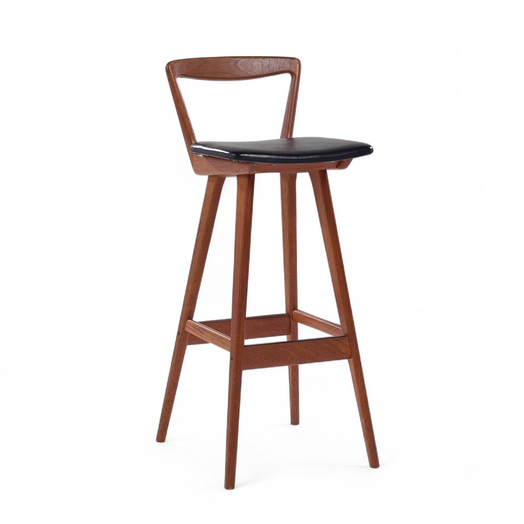 Danish Rosengren Hansen for Brande Møbelfabrik Mid Century Teak Bar Stools - Set of 3 For Sale