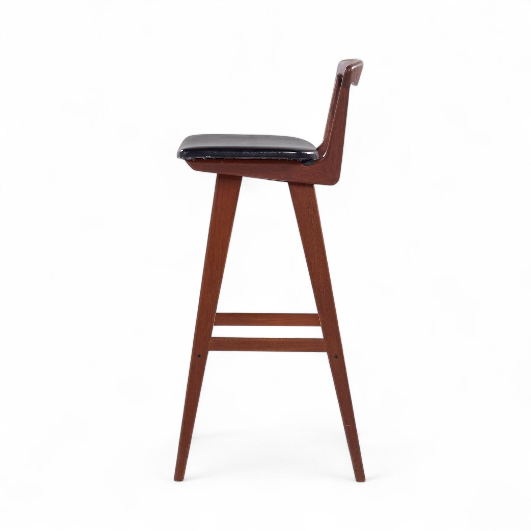 Upholstery Rosengren Hansen for Brande Møbelfabrik Mid Century Teak Bar Stools - Set of 3 For Sale