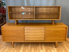 Rosengren Hansen for Dyrlund Danish Modern Teak Sideboard and Hutch, 1960s  a