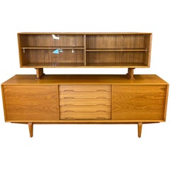 Rosengren Hansen for Dyrlund Danish Modern Teak Sideboard and Hutch, 1960s  a