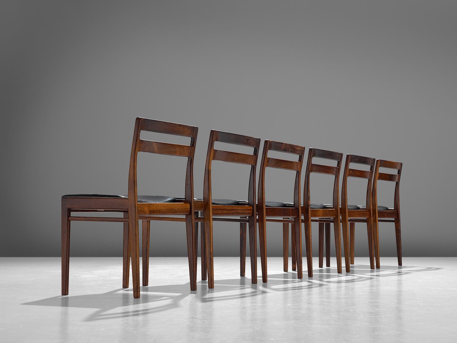Danish Rosengren Hansen Set of Six Rosewood Dining Chairs