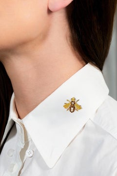 Rosenthal 1960 Diamante rubino citrino oro giallo 18 carati Spilla ape vintage