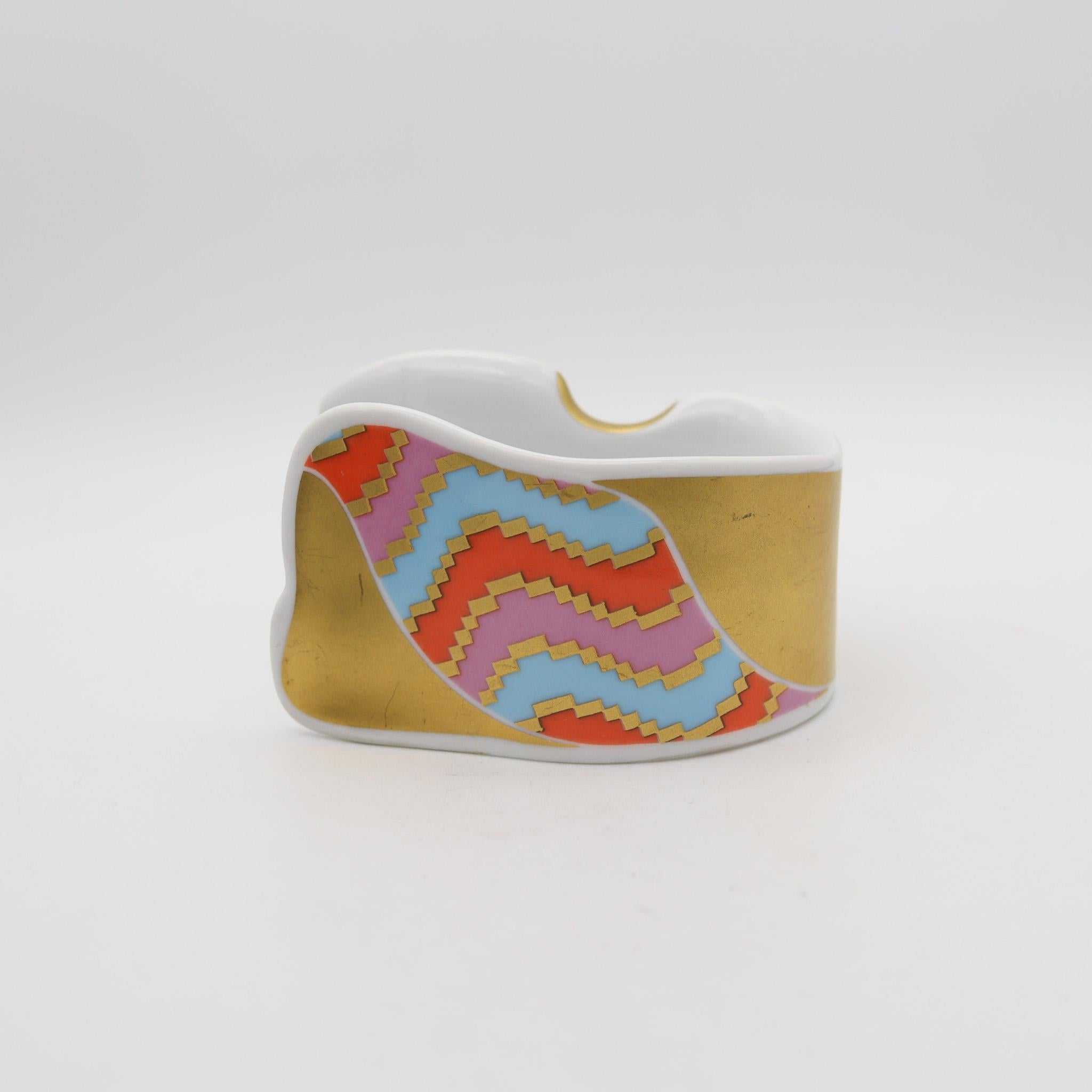 Modernist Rosenthal 1970 Johan Gerard van Loon Studio Line Cuff-Arm Bracelet In Porcelain For Sale