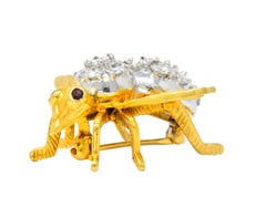 Rosenthal 1970s 2.00 Carats Diamond Ruby Platinum 18 Karat Gold Bee Bug Brooch