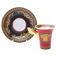 Rosenthal Tasse et soucoupe en porcelaine Versace "Medusa" en or 24KT