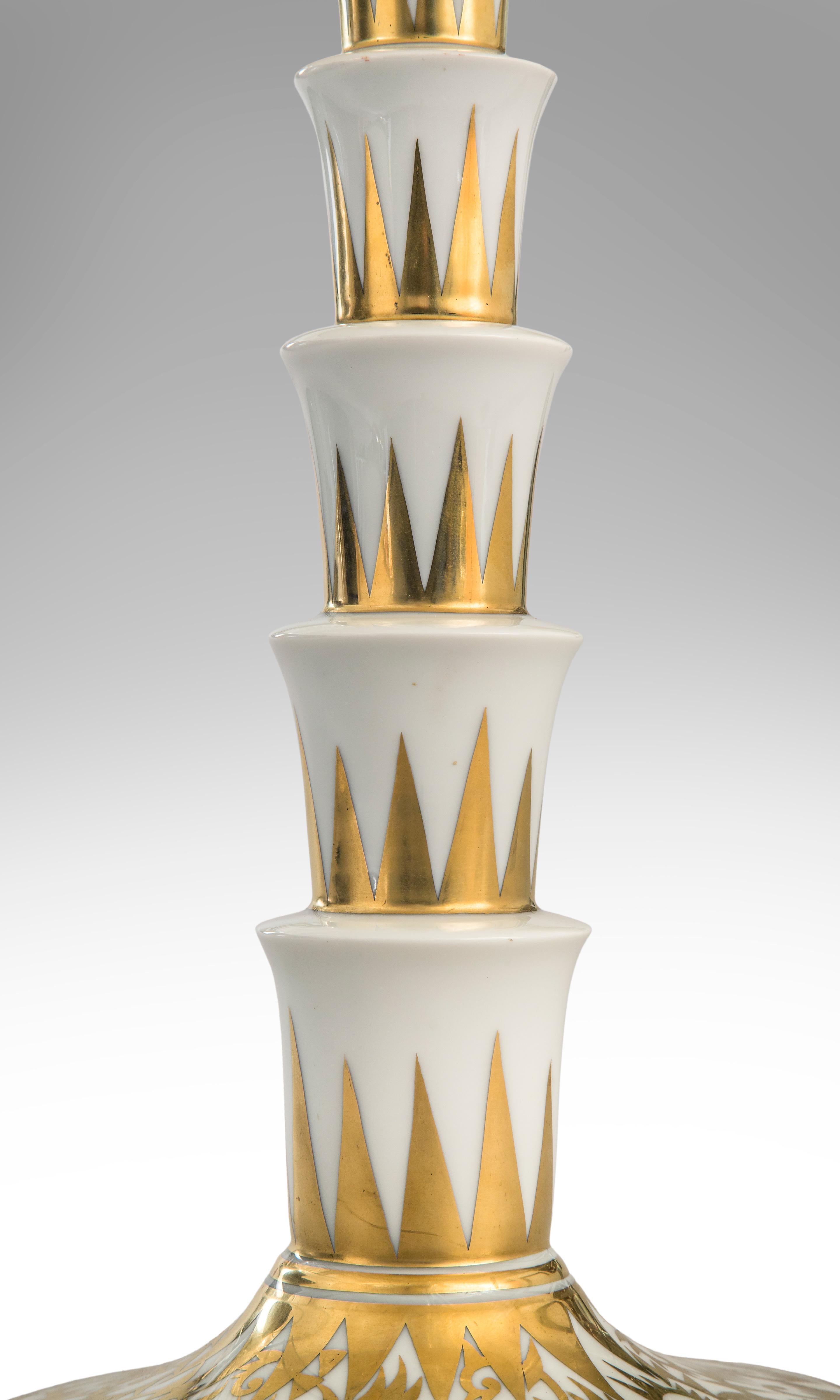Rosenthal, a German Parcel Gilt Porcelain Lamp In Good Condition In New York, NY