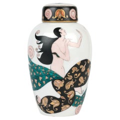 Rosenthal A Pearl of Old Venice Maiden Painted Porcelain Jar & Cover 1923