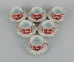 Rosenthal, ein Set aus sechs Kaffeebechern und passenden Untertassen, Weihnachtsmotive