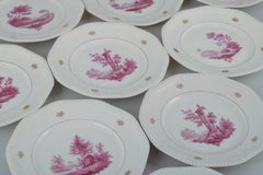 Rosenthal, Set of Ten Plates, Hand-Painted in Purple with Landscape Scenes