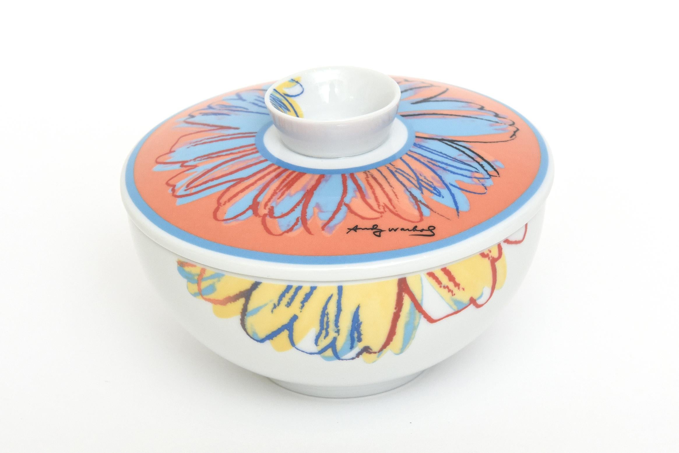 Rosenthal Studio Line Flower Porcelain Covered Sugar Bowl After Andy Warhol For Sale 2