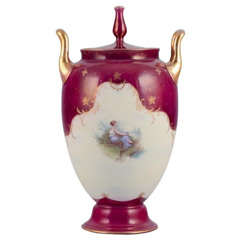 Rosenthal and Wien. Early lidded porcelain vase with two handles. Classic form. 