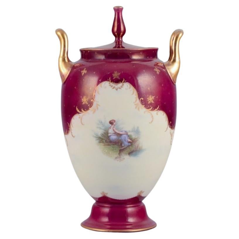 Rosenthal and Wien. Early lidded porcelain vase with two handles. Classic form. For Sale