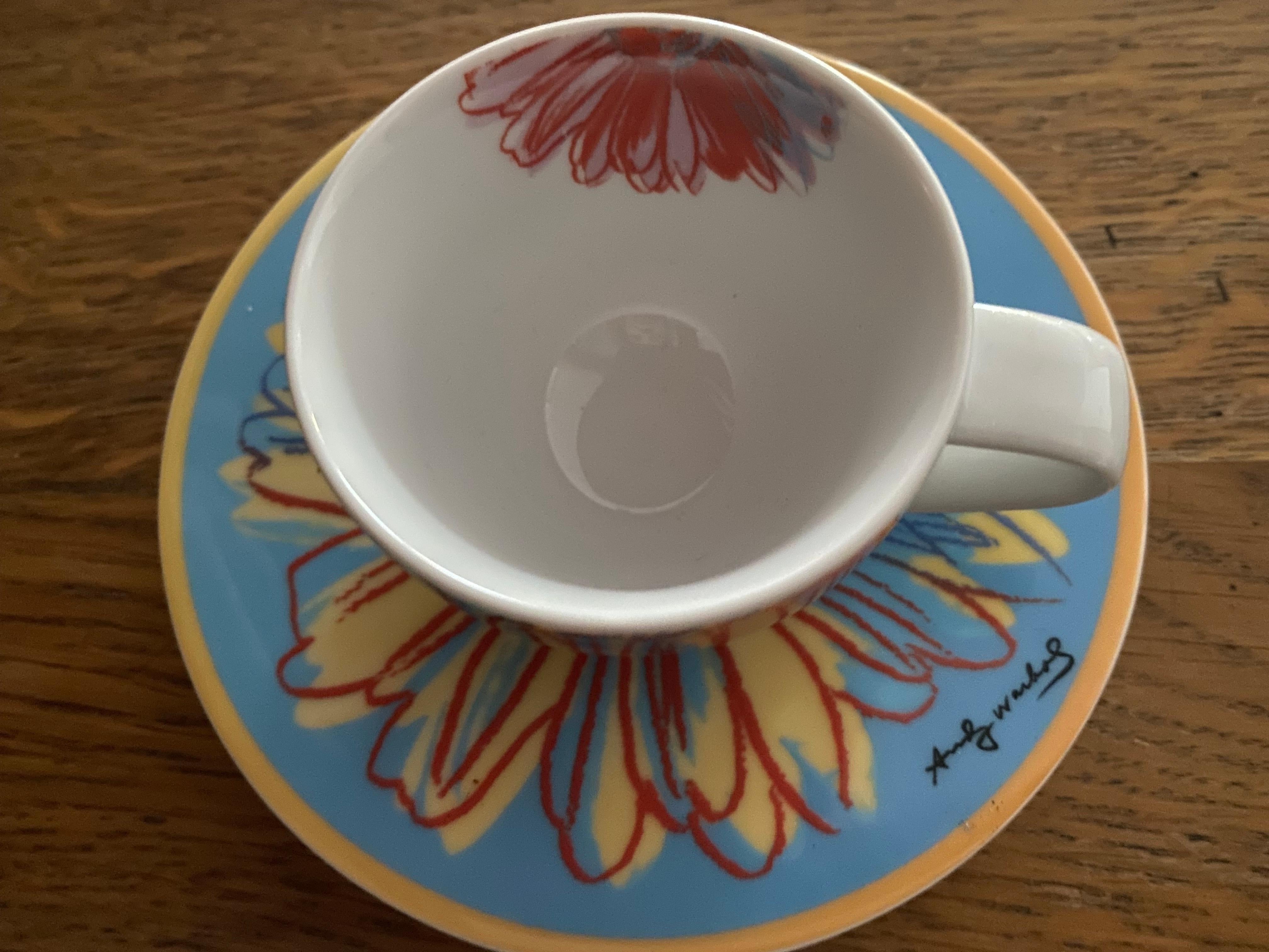 Hand-Painted Rosenthal Andy Warhol Daisies Espresso Cup and Saucer
