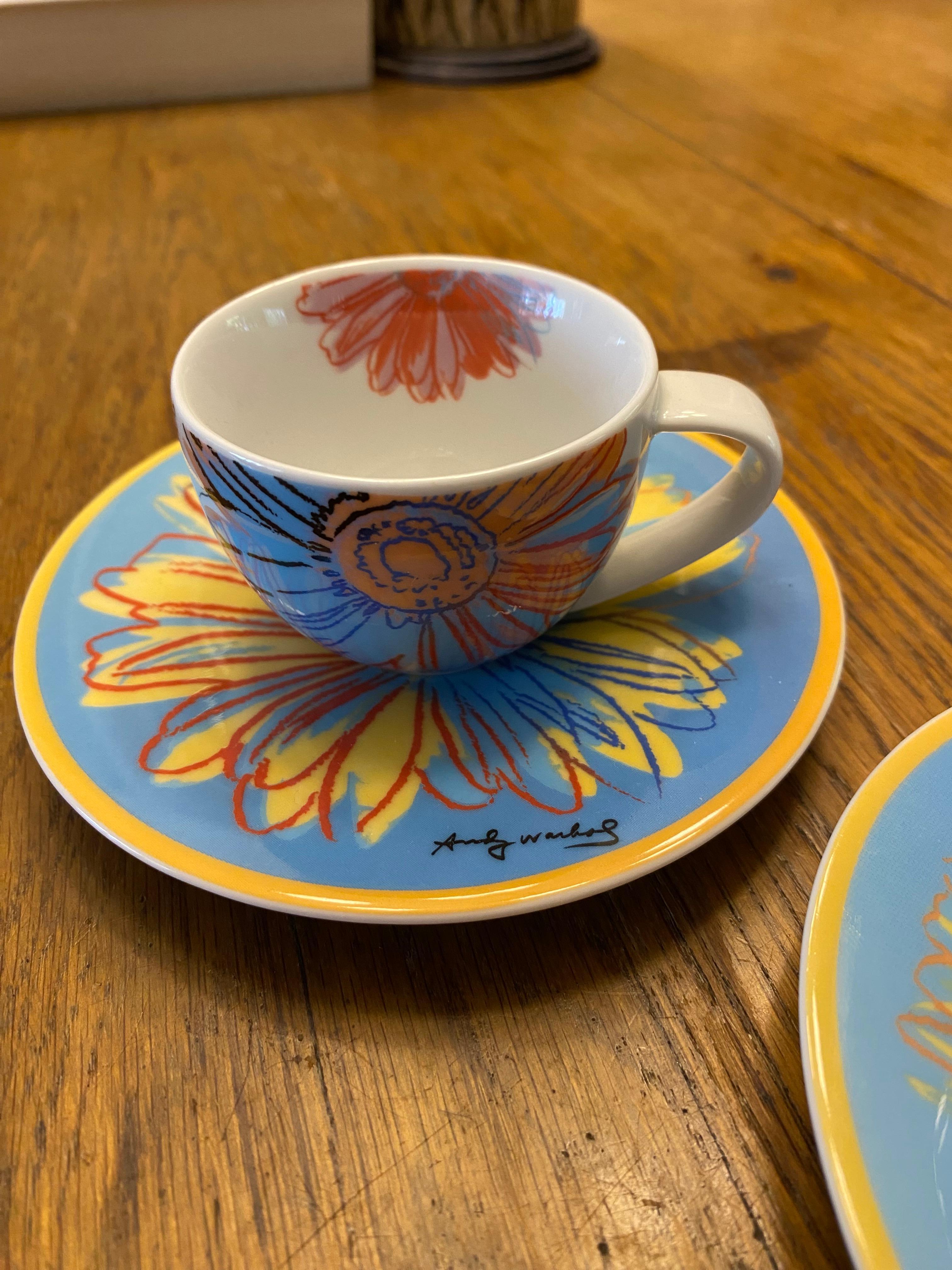 Rosenthal Andy Warhol ‘Daisy' a set of 2 Espresso Cups and Saucers For Sale 2