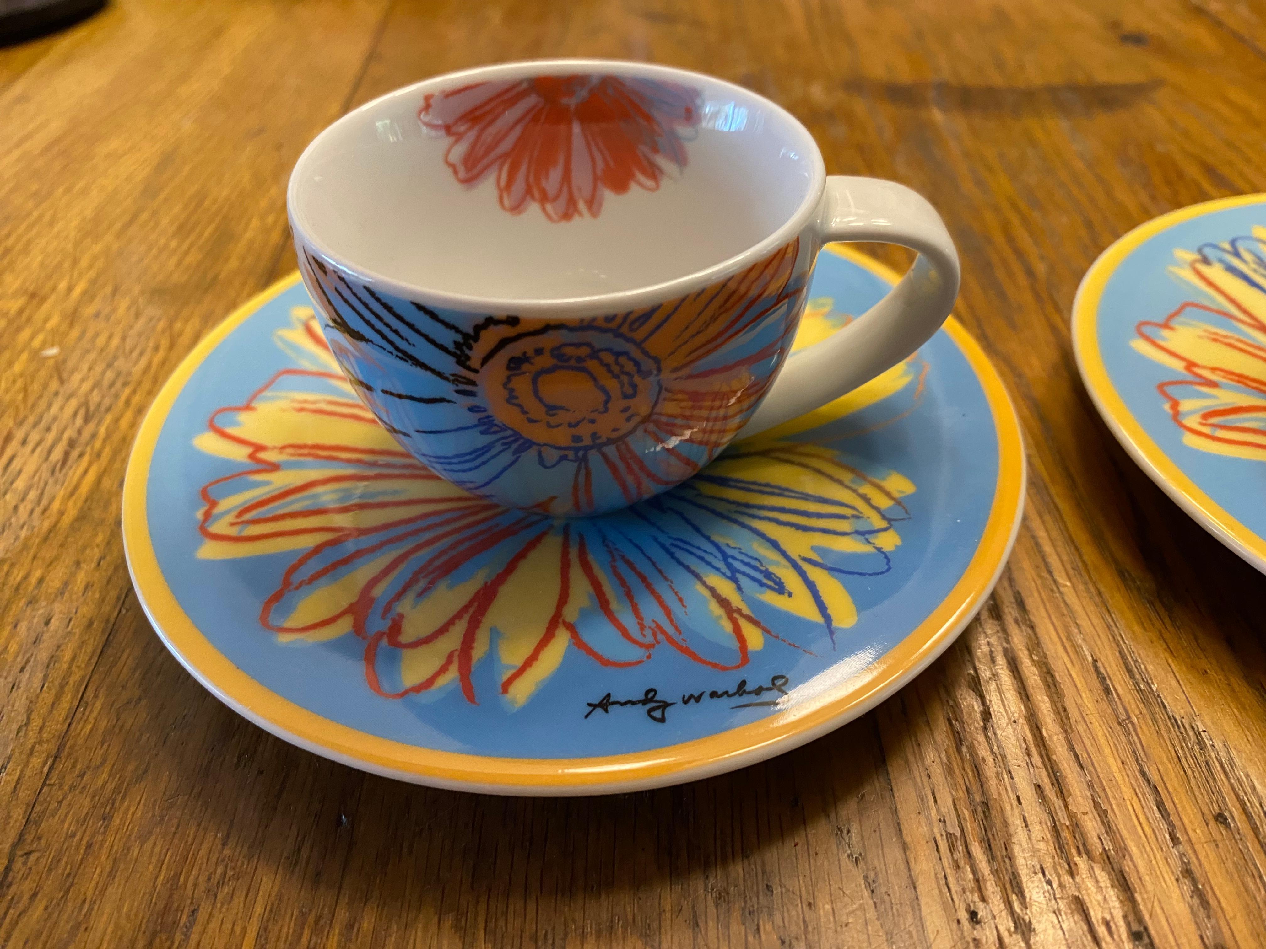 Mid-Century Modern Rosenthal Andy Warhol ‘Daisy' a set of 2 Espresso Cups and Saucers For Sale