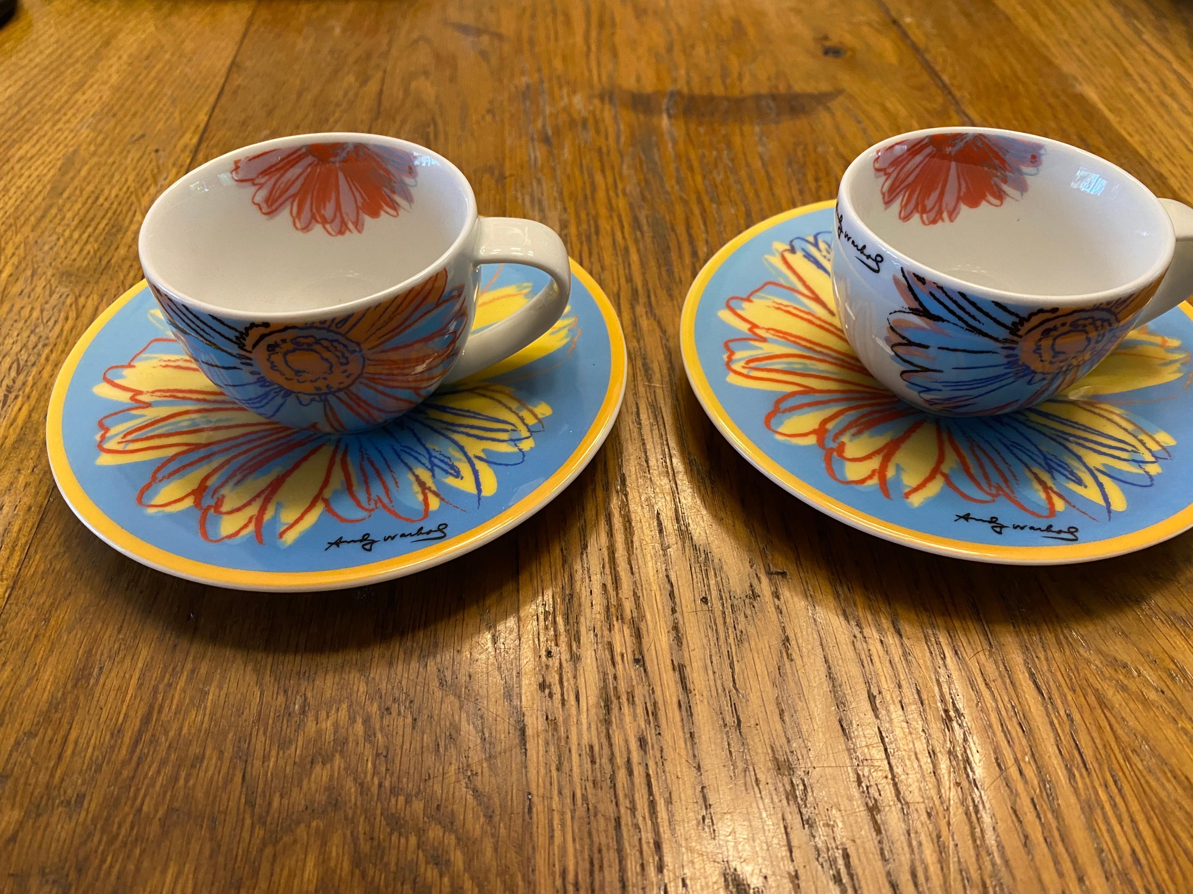 German Rosenthal Andy Warhol ‘Daisy' a set of 2 Espresso Cups and Saucers For Sale