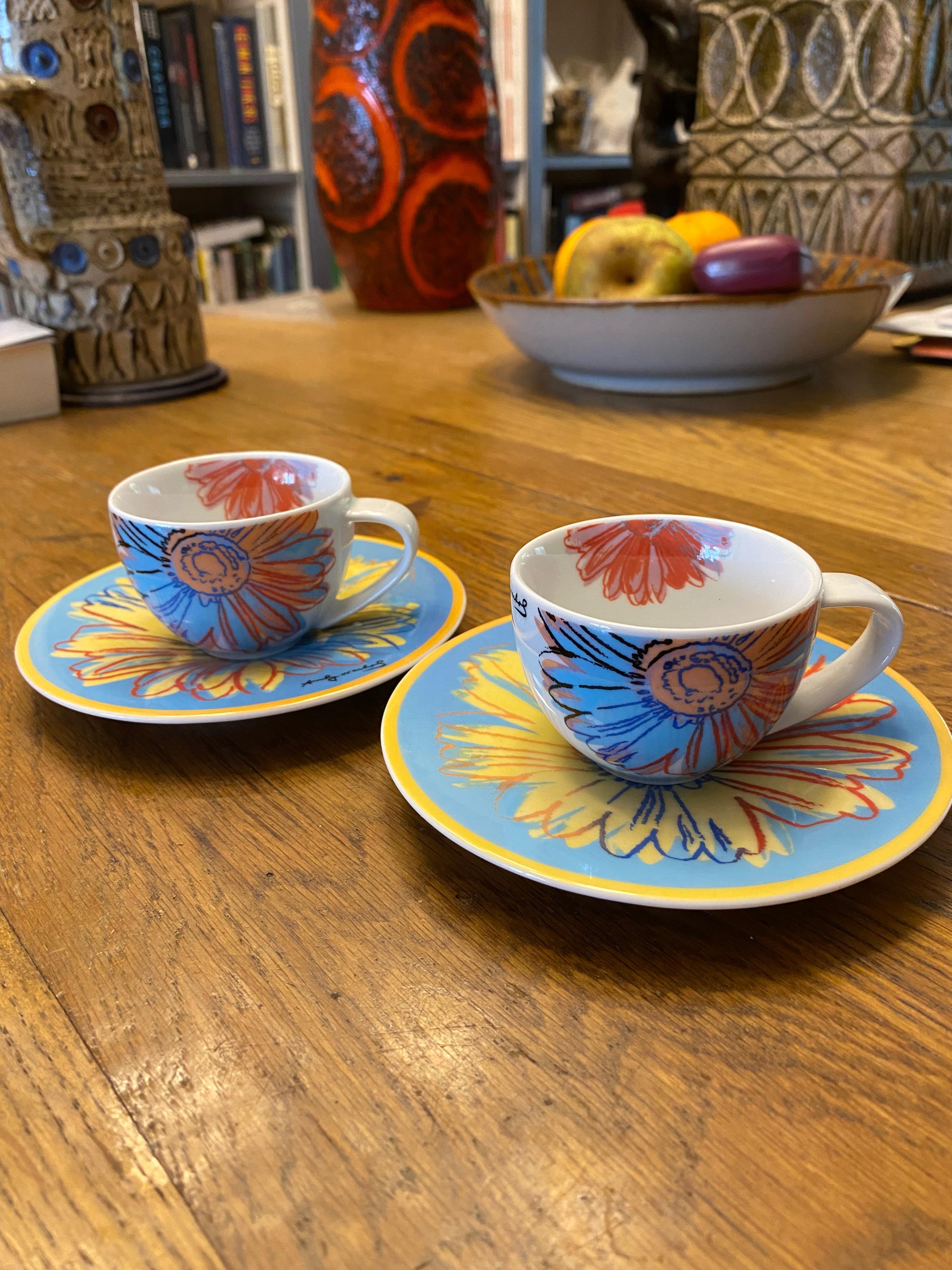 Rosenthal Andy Warhol ‘Daisy' a set of 2 Espresso Cups and Saucers For Sale 1