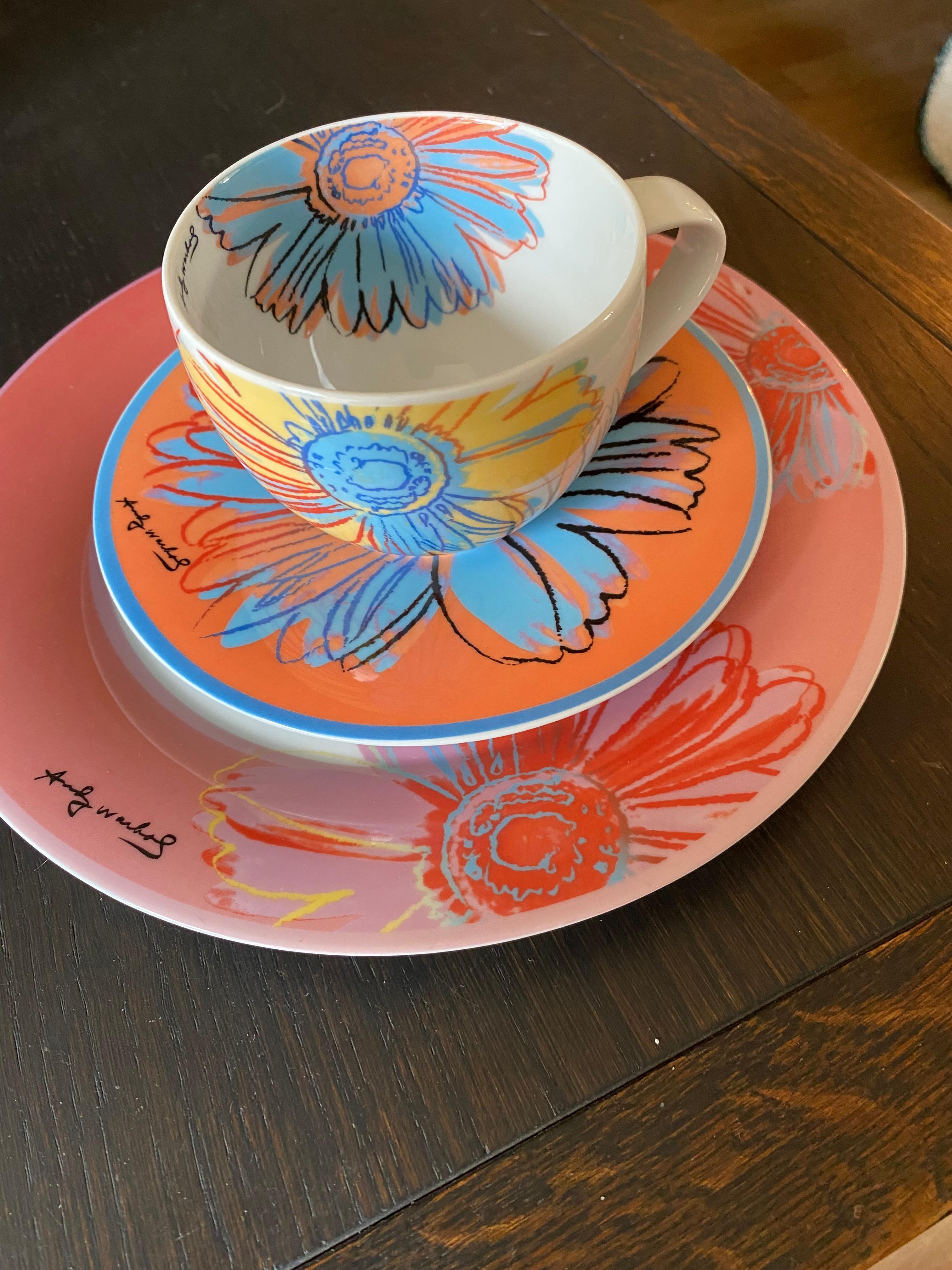 Hand-Painted Rosenthal Andy Warhol Daisy Breakfast Sets (price for 3 sets) For Sale