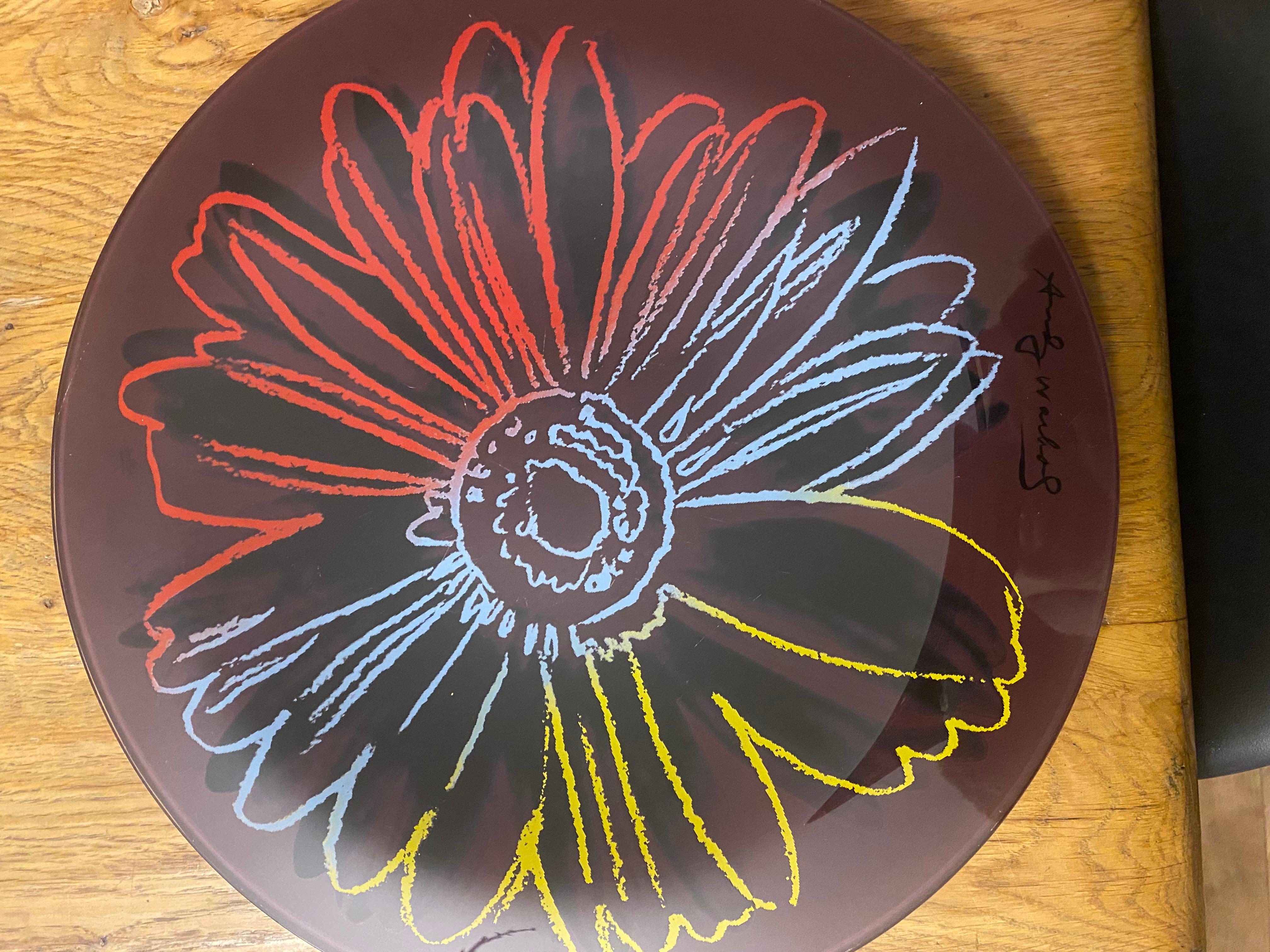 Placa de vidrio Rosenthal Flor de Andy Warhol Moderno de mediados de siglo en venta