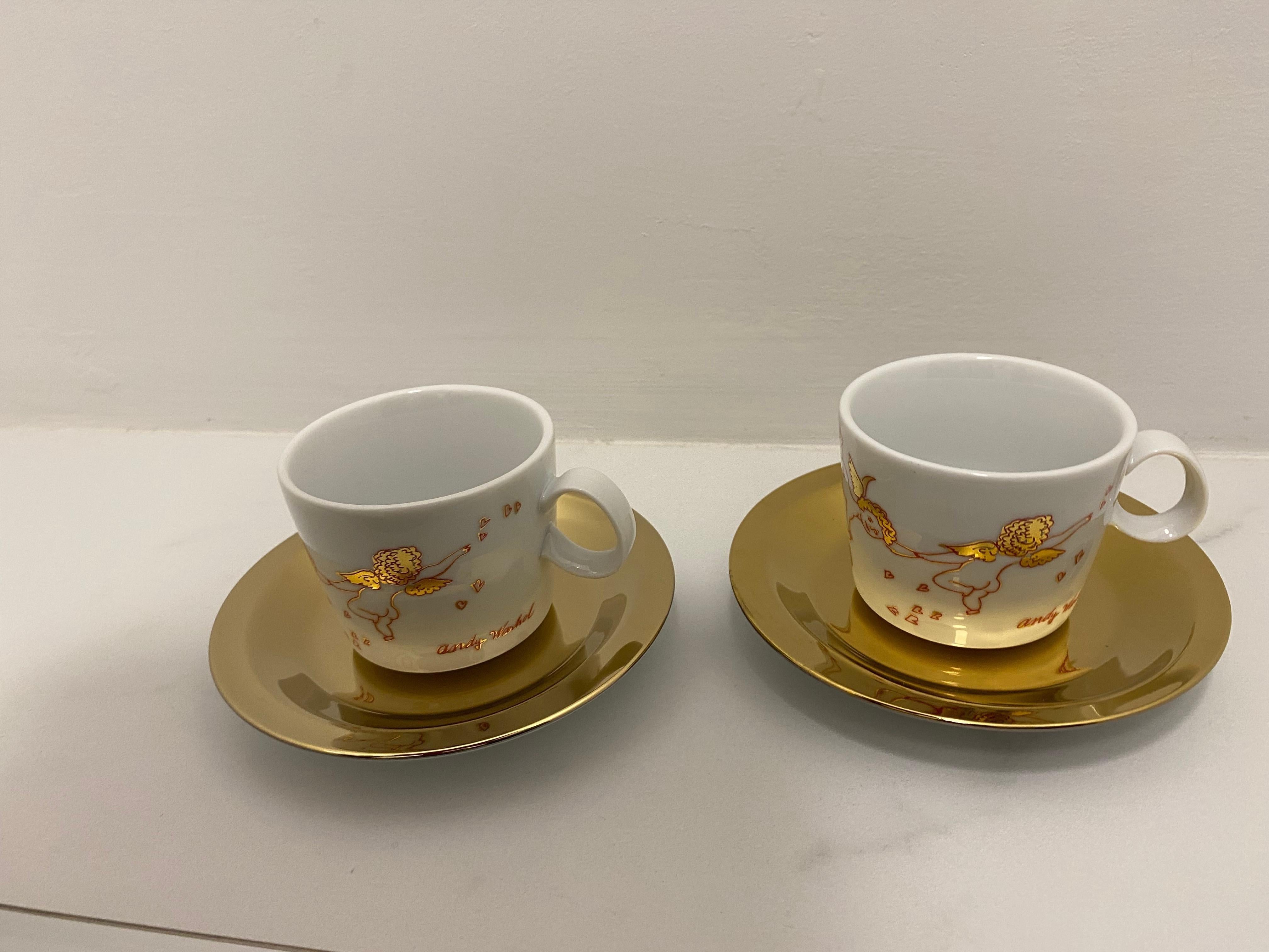Rosenthal Andy Warhol „Goldene Engel“ Set aus 2 Espresso-Tasse und 2 Untertassen, NEU (Deutsch) im Angebot