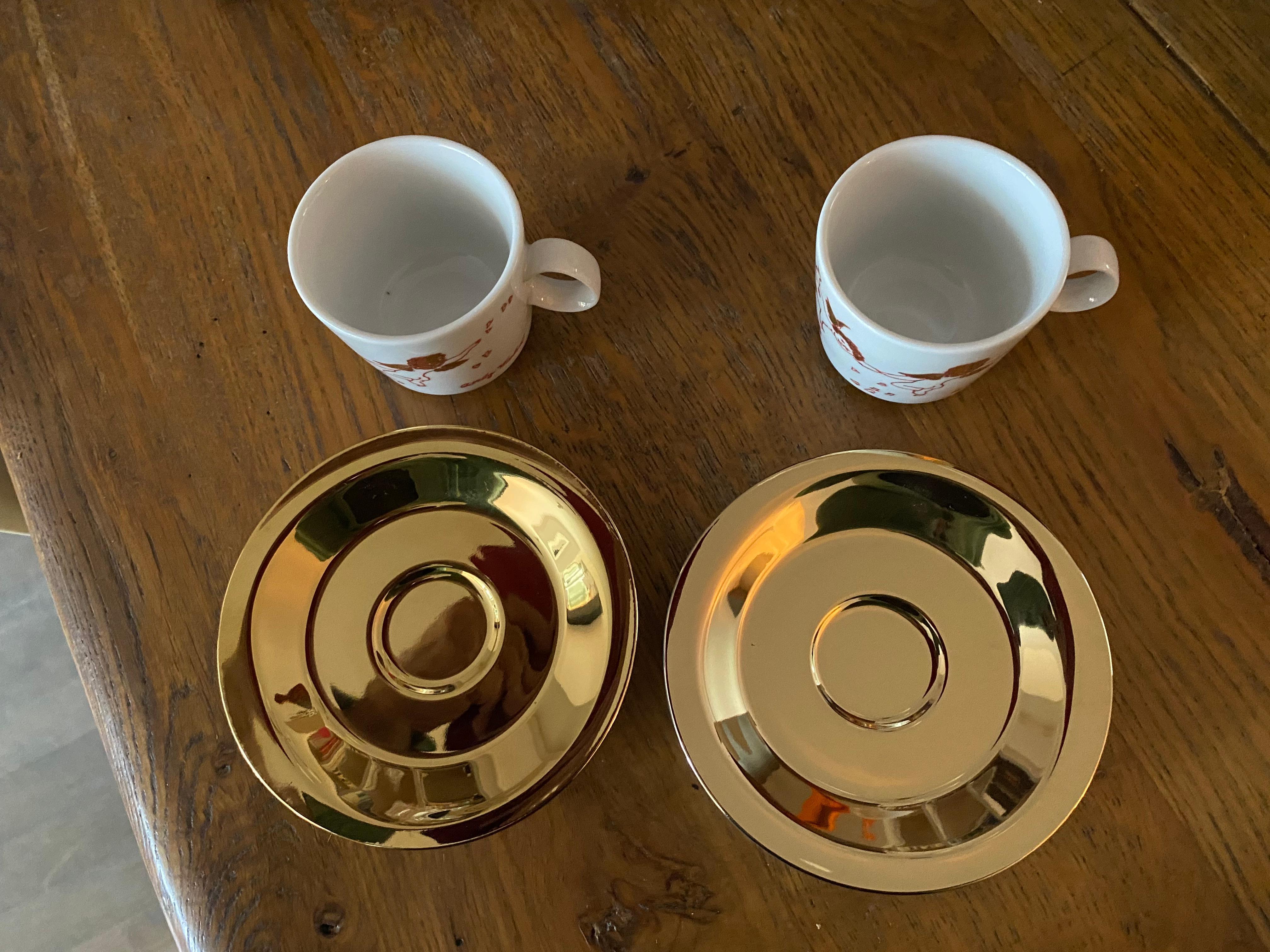Rosenthal Andy Warhol „Goldene Engel“ Set aus 2 Espresso-Tasse und 2 Untertassen, NEU im Zustand „Hervorragend“ im Angebot in Waddinxveen, ZH