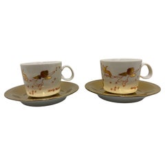 Rosenthal Andy Warhol "Golden Angels" Set of 2 Espresso Cups and 2 Saucers NEW