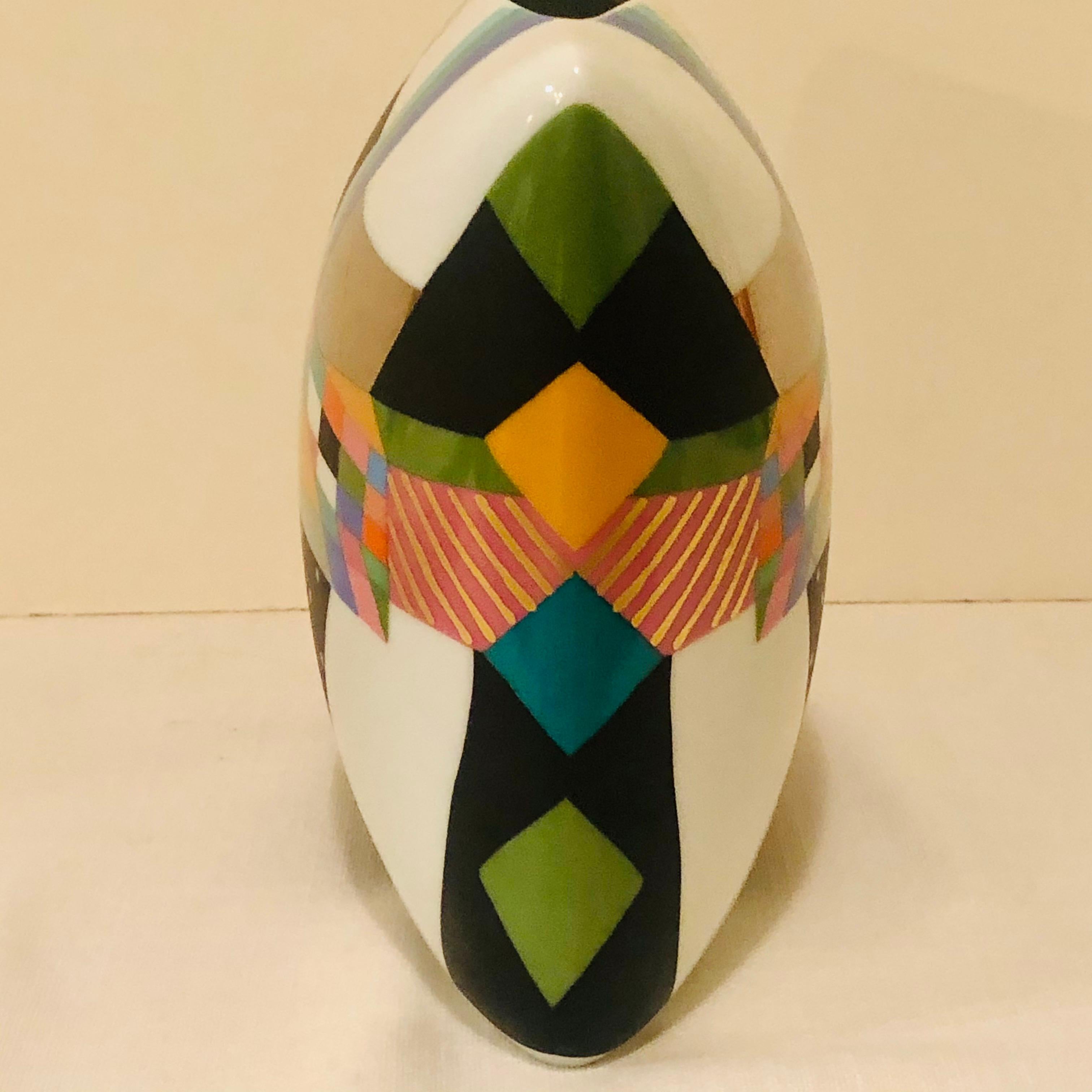 Rosenthal Art Deco Artist Signed Vase with Fabulous Abstract Colorful Painting 4