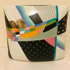 Signierte Vase des Art déco-Künstlers von Rosenthal mit fabelhaftem abstraktem, farbenfrohem Gemälde