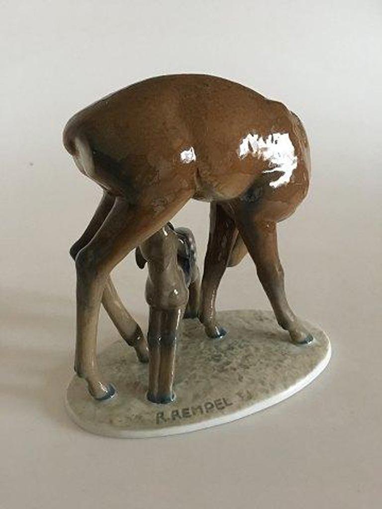 Rosenthal Art Nouveau Figurine of a Deer and Young In Good Condition For Sale In Copenhagen, DK