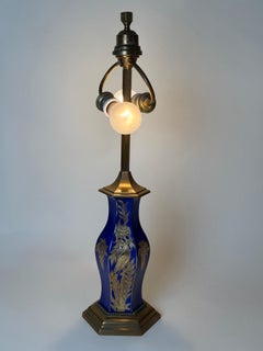 Rosenthal Artist Signed Porcelain & Brass Table Lamp, Germany circa 1920s