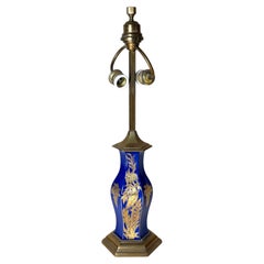 Rosenthal Artist Signed Porcelain & Brass Table Lamp, Germany circa 1920s