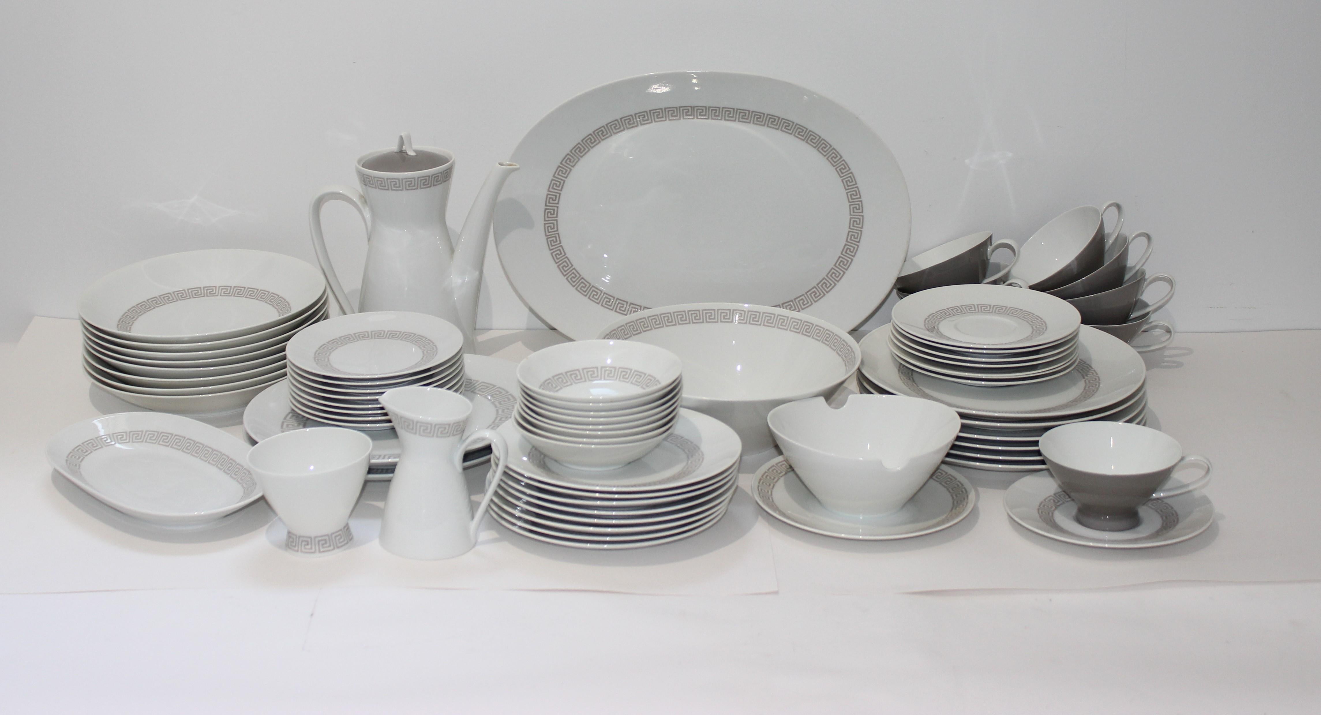 This stylish (63 piece set) Mid-Century Modern Rosenthal china service dates to the 1950s-1960s. The pattern is 