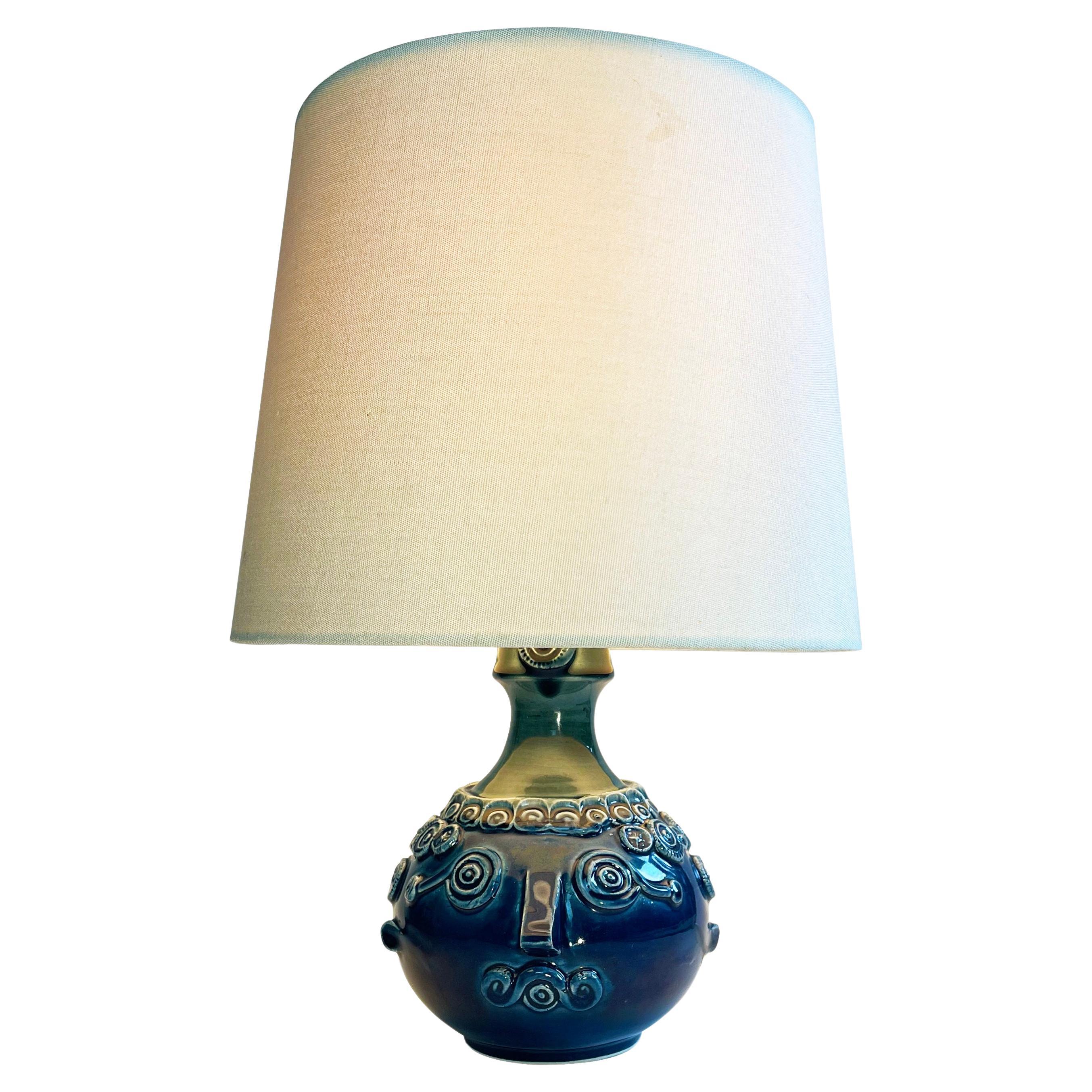 Lampe de table en céramique bleue Rosenthal par Bjørn Wiinblad Studio A, années 1960 en vente