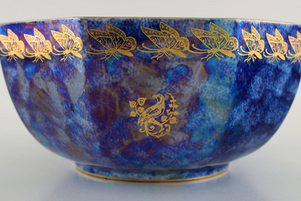 Rosenthal Bowl in Orange and Blue Glazed Porcelain with Hand-Painted Butterflies In Excellent Condition In Copenhagen, DK