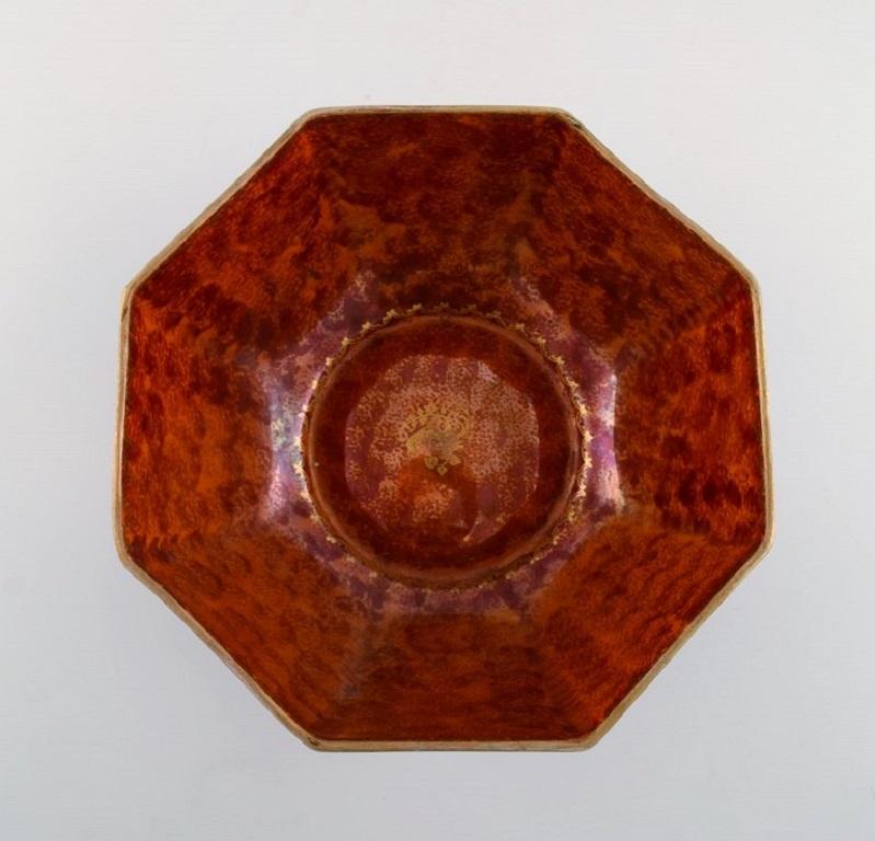 Early 20th Century Rosenthal Bowl in Orange and Blue Glazed Porcelain with Hand-Painted Butterflies