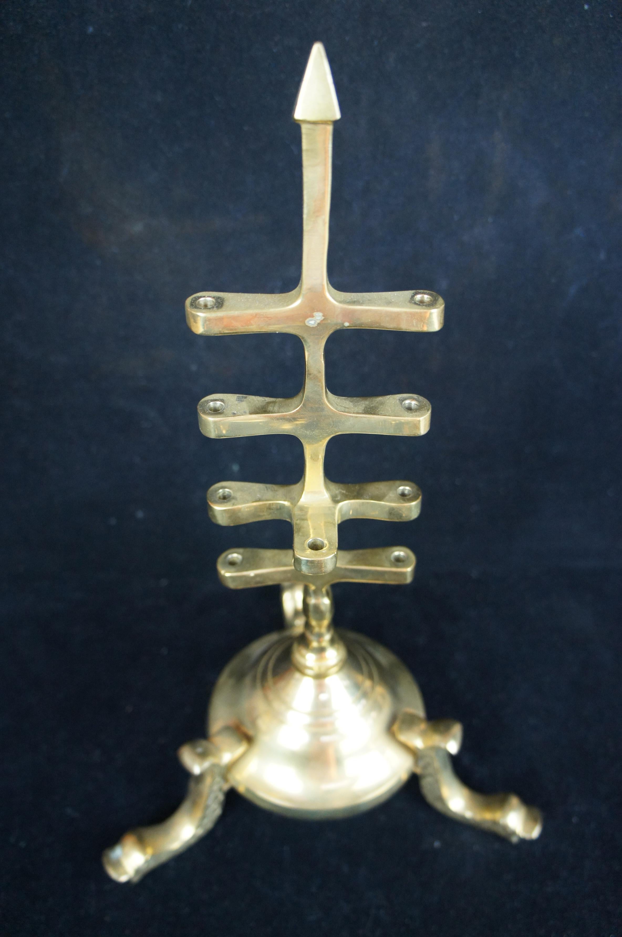 Rosenthal Brass Articulating Hanukkah Menorah Oil Candle Lamp Candelabra Dolphin 3