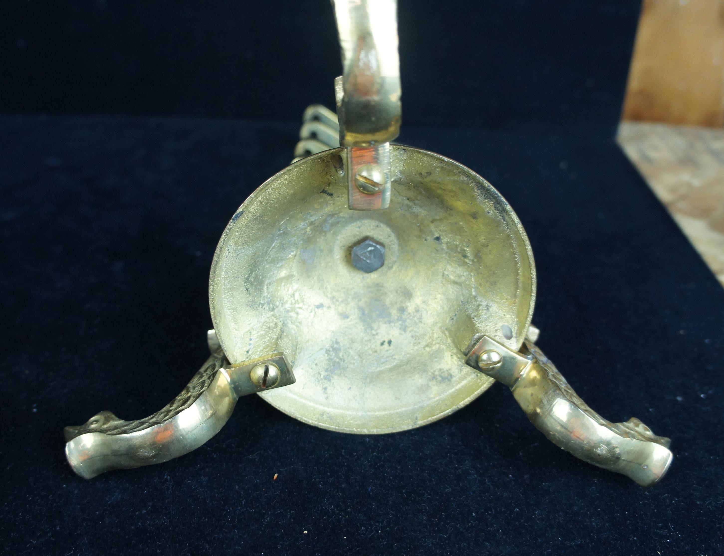 20th Century Rosenthal Brass Articulating Hanukkah Menorah Oil Candle Lamp Candelabra Dolphin