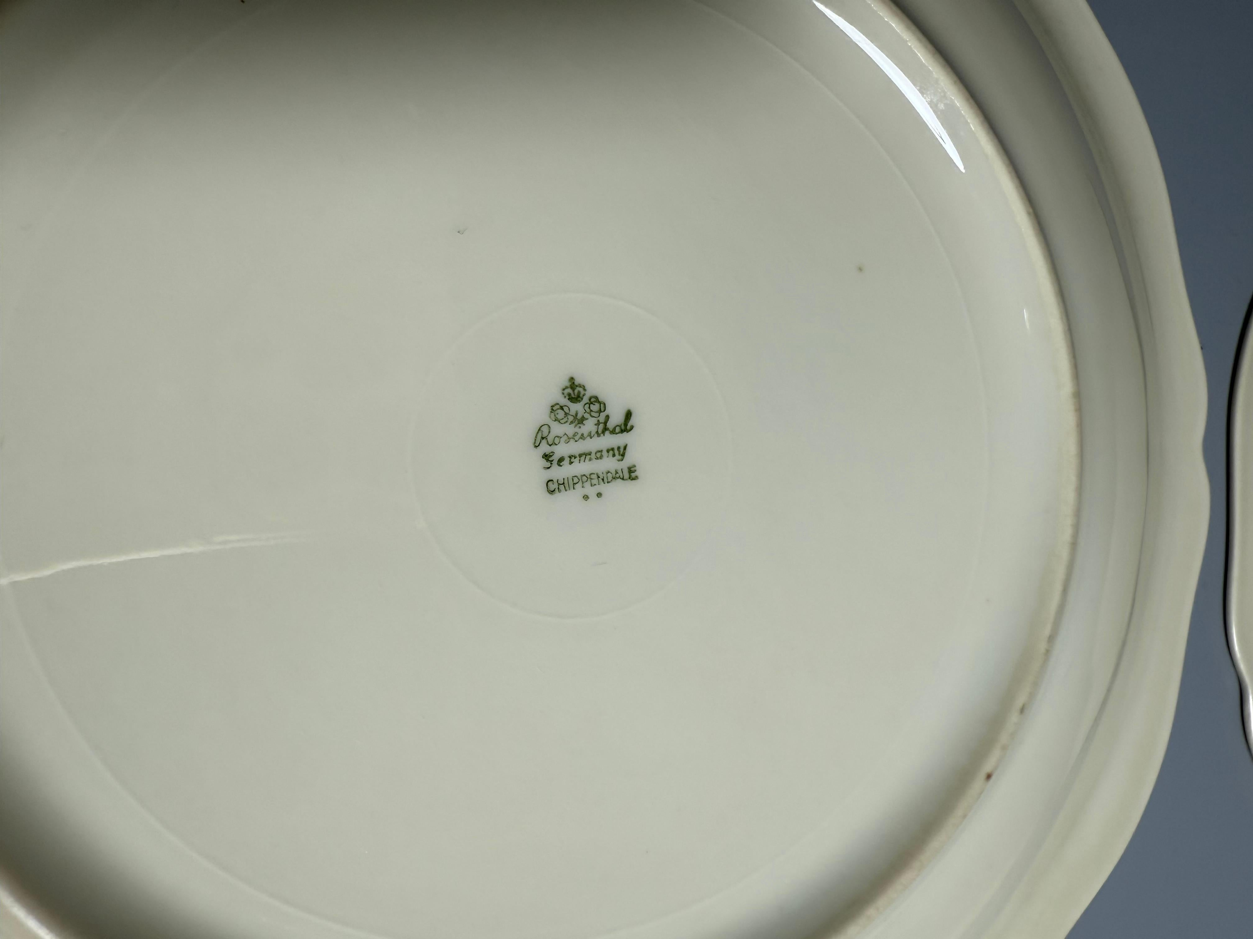 Rosenthal Chippendale Germany 6 luxury plates Gold Flowers 1950s For Sale 4
