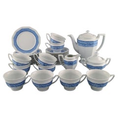 Servicio de café clásico Rosenthal para 10 personas en porcelana con cinta azul