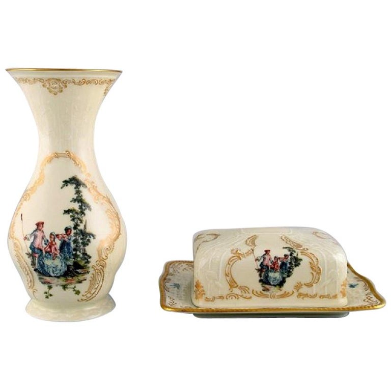 Rosenthal Classic Rose, Vase and Butter Tray in Hand Painted Porcelain For  Sale at 1stDibs | rosenthal vase classic rose